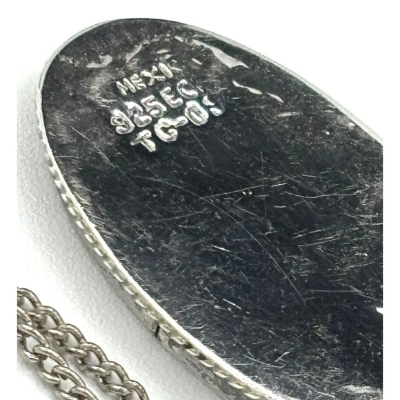 MidCentury Mexico Taxco Sterling Silver 925 Hemp & Abalone Pendant w/metal Chain - Picture 7 of 11